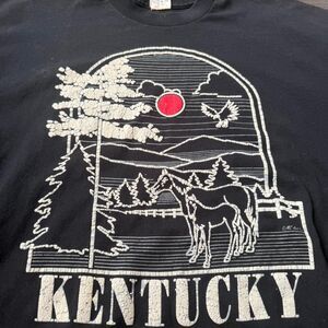 VINTAGE 90s KENTUCKY HORSES BELTON 3D BLACK T-SHIRT SZ XL SINGLE STITCH MADE USA